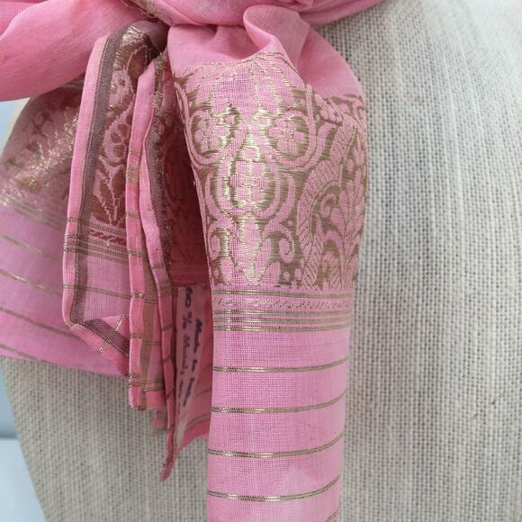 VINTAGE Women's Sheer Chiffon Lot of 3 Floral Print Scarves Wraps Scarf Metallic - Picture 4 of 7